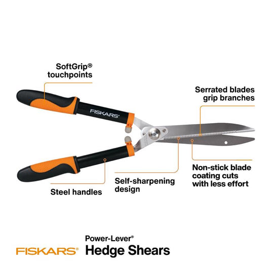 Fiskars 13 in. Steel Serrated Hedge Shears