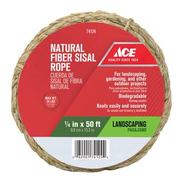 Ace 1/4 in. D X 50 ft. L Natural Twisted Sisal Rope
