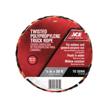 Ace 1/2 in. D X 50 ft. L Black/Orange Twisted Poly Truck Rope