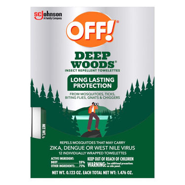 OFF! Deep Woods Insect Repellent Towelettes For Mosquitoes 12 pk