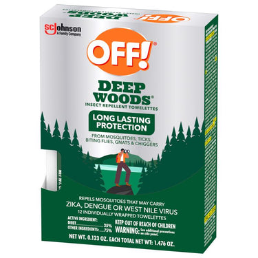 OFF! Deep Woods Insect Repellent Towelettes For Mosquitoes 12 pk
