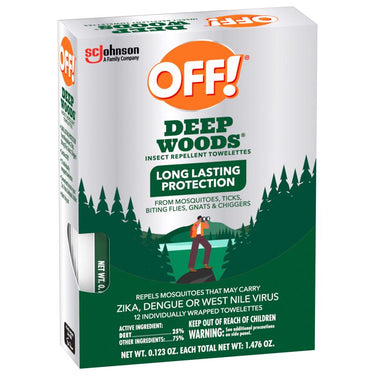 OFF! Deep Woods Insect Repellent Towelettes For Mosquitoes 12 pk