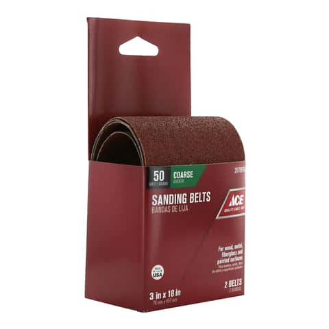 Load image into Gallery viewer, Ace 18 in. L X 3 in. W Aluminum Oxide Sanding Belt 50 Grit Coarse 2 pc
