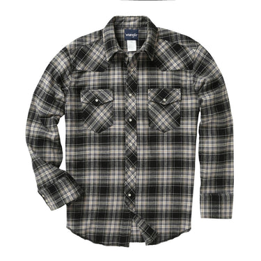 Wrangler Long Sleeve Flannel Plaid Shirt (Black) Size 2XLT
