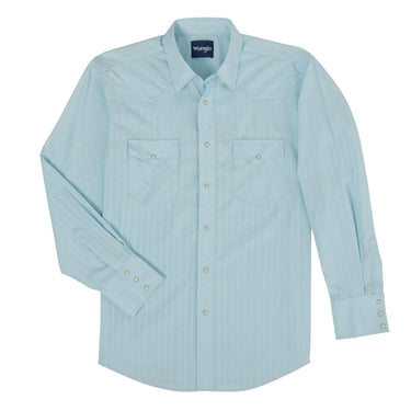 Wrangler Men's Long Sleeve Sport Shirt (Blue) Size XXL