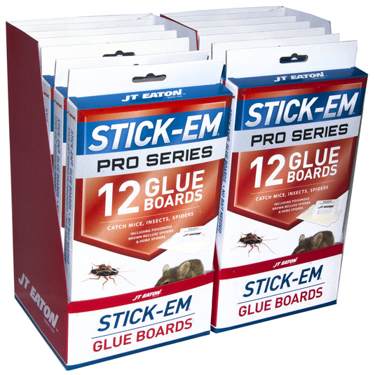 JT Eaton Stick-Em Pro Series Small Glue Board Trap For Insects/Mice/Spiders 12 pk