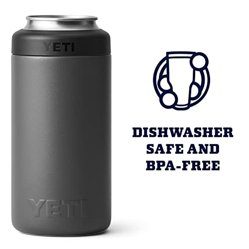 YETI Rambler 16 Oz Colster Charcoal BPA Free Tall Can Insulator