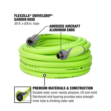 Legacy Flexzilla SwivelGrip 5/8 in. D X 50 ft. L Medium Duty Premium Grade Garden Hose