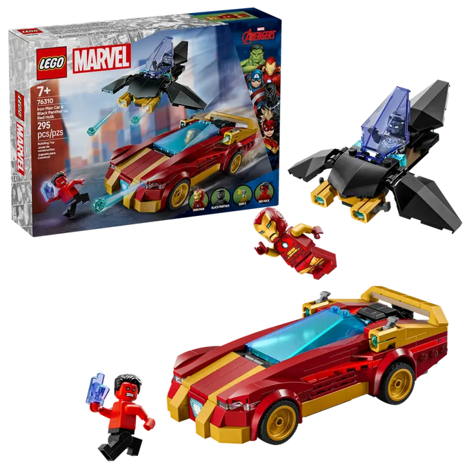 LEGO Marvel Iron Man Car & Black Panther vs. Red Hulk