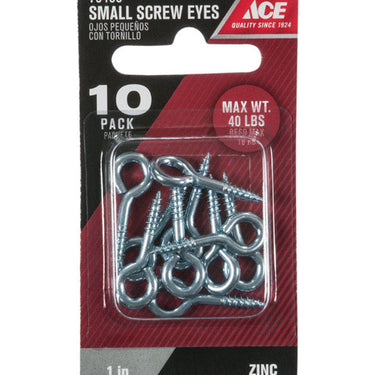 Ace 1/8 in. D X 1 in. L Zinc-Plated Steel Screw Eye 40 lb. cap. 10 pk