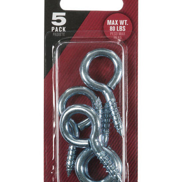 Ace 1/4 in. D X 1-13/16 in. L Zinc-Plated Steel Screw Eye 80 lb. cap. 5 pk