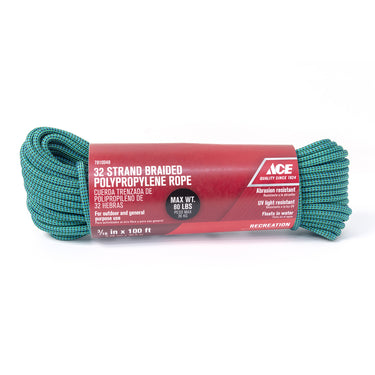 Ace 3/16 in. D X 100 in. L Green Diamond Braided Polypropylene Rope