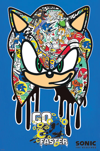 Sonic The Hedgehog- Go Faster - Graffiti Poster