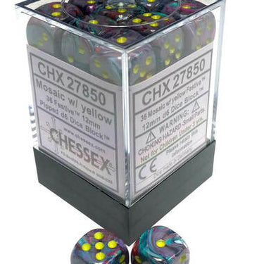 Chessex Dice: Festive 12mm D6 Mosaic Yellow (36)