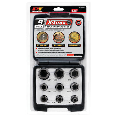 Performance Tool 9 pc. 3/8" Dr. SAE Bolt Extractor Set
