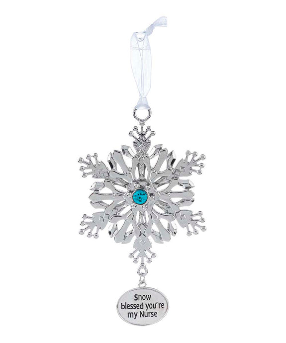 GANZ Ornaments Silver - Silvertone 'Nurse' Spinning Snowflake Ornament