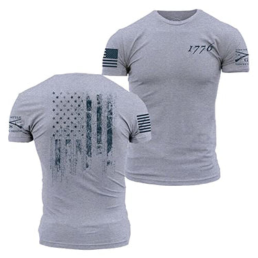Grunt Style 1776 Flag T-Shirt (Heather Grey) Size M