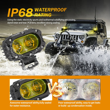 Auxbeam R4 Series | 4 Inch 30w Led Pods Light Flood Beam Amber Light