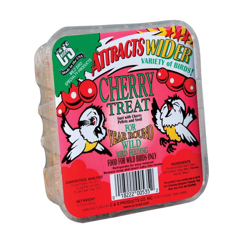 Load image into Gallery viewer, C&amp;S Products Cherry Treat Assorted Species Beef Suet Wild Bird Food 11.75 oz
