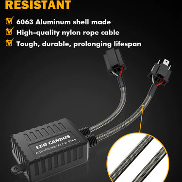 Auxbeam H4/9003 C20-model Decoder-pro Enhanced Led Headlight Bulbs Canbus Decoder Harness Resistor Conversion Kit 2pcs/set