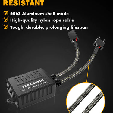 Auxbeam H7 C20-model Decoder-pro Enhanced Led Headlight Bulbs Canbus Decoder Harness Resistor Conversion Kit 2pcs/set
