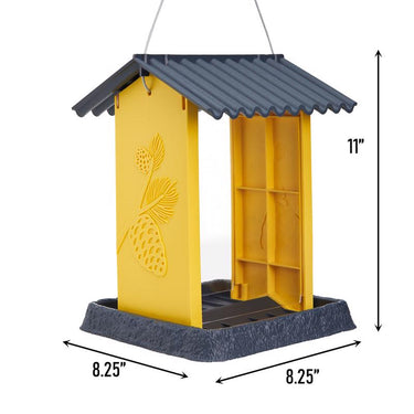 North States Village Wild Bird 4.25 lb Plastic Pinecone Hopper Bird Feeder 4 ports