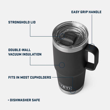 YETI Rambler 20 oz Black BPA Free Travel Mug