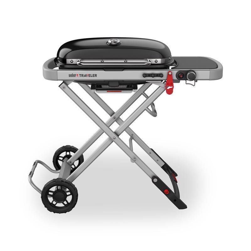 Load image into Gallery viewer, Weber Traveler 1 Burner Liquid Propane Portable Grill Black
