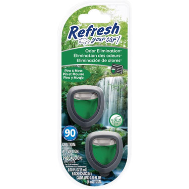 Refresh Your Car! Pine & Moss Scent Mini Car Diffuser 0.1 oz Liquid 2 pk