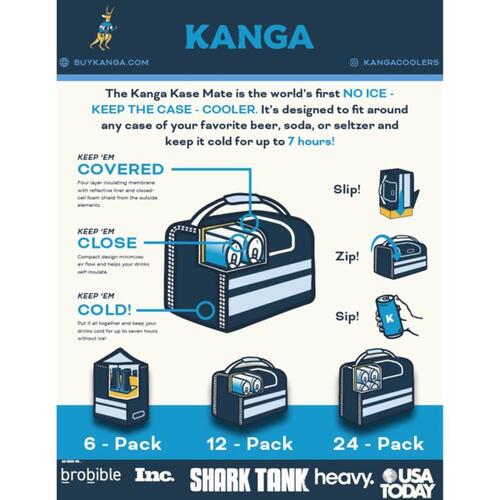 Kanga 12 Can Kase Mate Soft Sided Cooler - Black/Gray