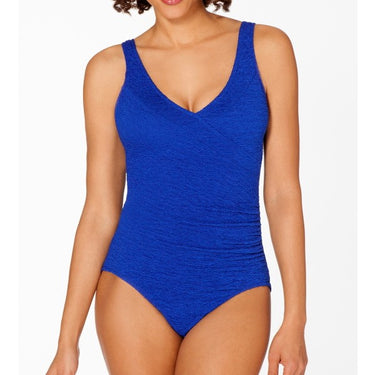 Women's Penbrooke Mock Krinkle One Piece Swimsuit (Royal Blue) Size 18W