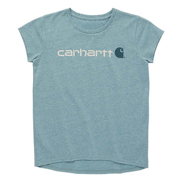 Girls' Carhartt Core Logo T-Shirt (Teal Blue/Snow Heather) Sizes XS-XL