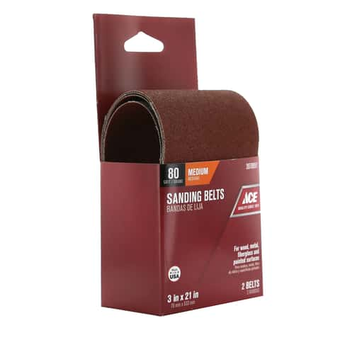 Load image into Gallery viewer, Ace 21 in. L X 3 in. W Aluminum Oxide Sanding Belt 80 Grit Medium 2 pc
