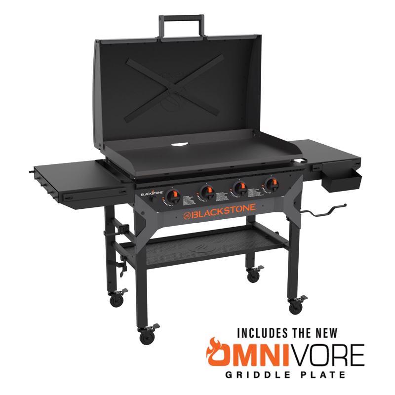 Load image into Gallery viewer, Blackstone Iron Forged 4 Burner Liquid Propane Outdoor Griddle with Hood Black
