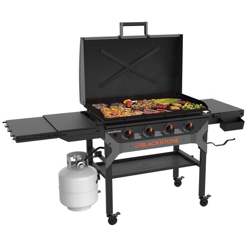 Load image into Gallery viewer, Blackstone Iron Forged 4 Burner Liquid Propane Outdoor Griddle with Hood Black
