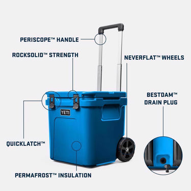 YETI Roadie 48 Big Wave Blue 48 qt Roller Cooler