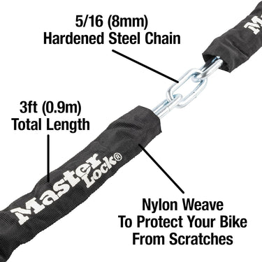 Master Lock Hardened Steel Chain with Integrated Resettable Combination Lock