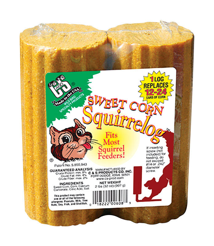 Load image into Gallery viewer, C&amp;S Products Squirrelog Wildlife Corn Squirrel and Critter Food 32 oz
