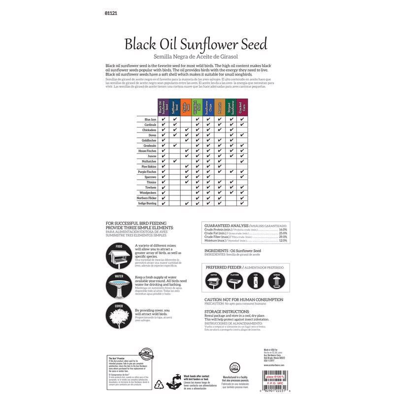 Load image into Gallery viewer, Ace Songbird Black Oil Sunflower Seed Wild Bird Seed 20 lb
