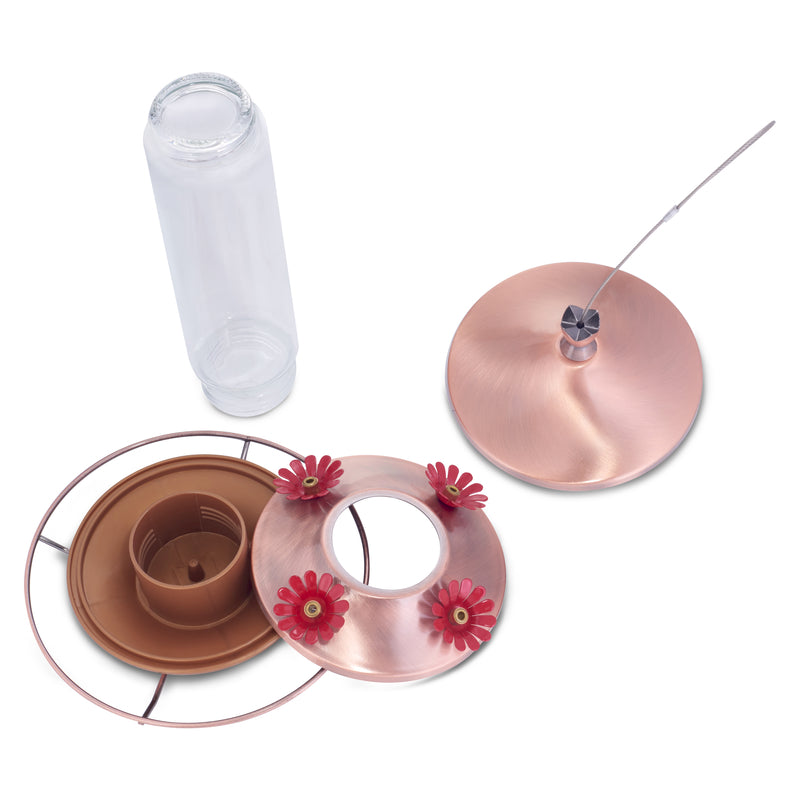 Load image into Gallery viewer, Perky-Pet Hummingbird 12 oz Copper/Glass Nectar Feeder 4 ports
