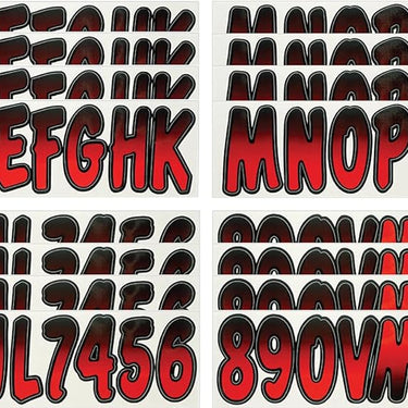 Hardline 200 Series 3-Inch Boat & PWC Registration Number Kit (Red/Black)