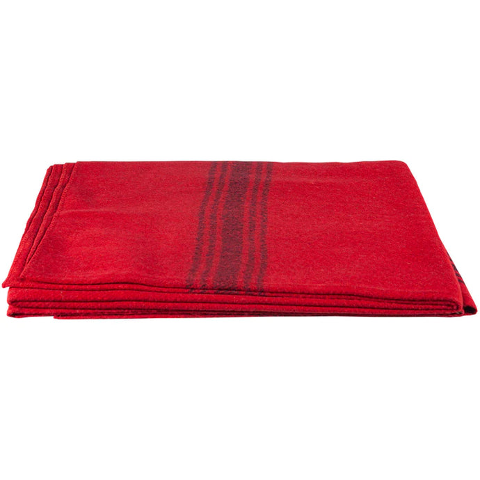 NAVY STRIPED RED WOOL BLANKET