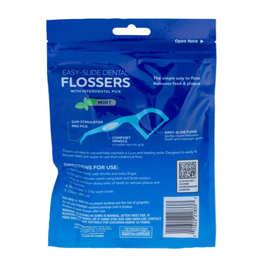 Back of the Rite Aid Easy Slide Dental Flossers pack
