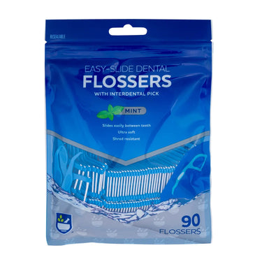 Rite Aid Easy Slide Dental Flossers 90 count mint pack, front