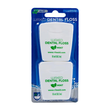 Rite Aid waxed mint dental floss 2 pack in blister packaging