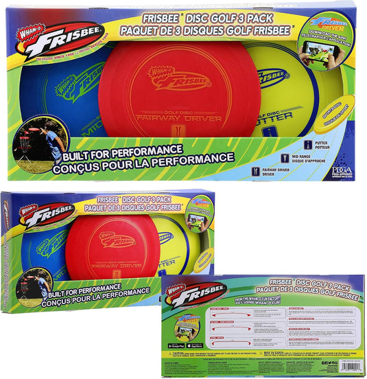 Wham-O Frisbee Disc Golf Set Includes Driver, Mid-Range & Putter, PDGA Approved Golf Disc Toss Game Set 3 Pack Outdoor Disc Game for Recreation Play Backyard Beach Park Tailgates