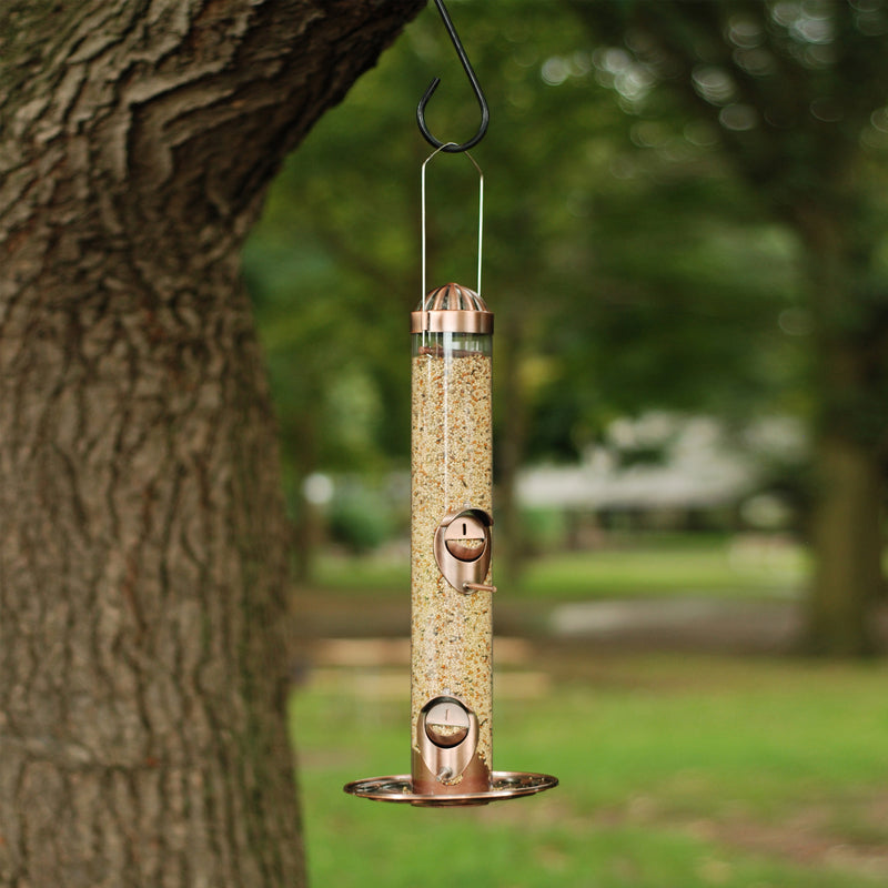 Load image into Gallery viewer, Perky-Pet Wild Bird and Finch 1.8 lb Copper Bird Feeder 4 ports

