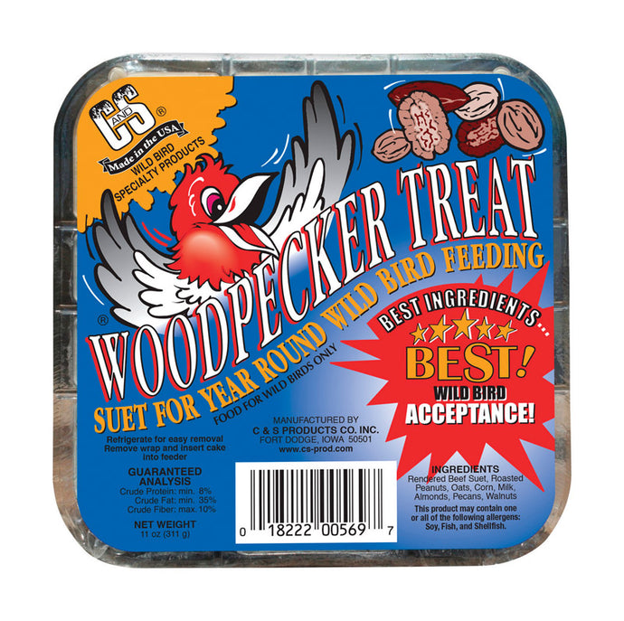 C&S Products Woodpecker Treat Assorted Species Beef Suet Wild Bird Food 11 oz