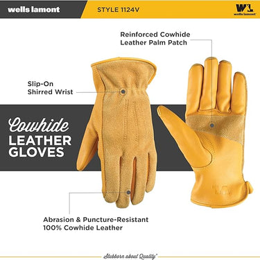 Wells Lamont Women's Leather Work Gloves (Tan) Size M