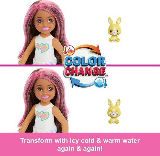 Barbie Cutie Reveal Chelsea Doll & Accessories, Color Dream Series Small Doll in Animal Costume with 6 Surprises Including Color Change (Styles May Vary)